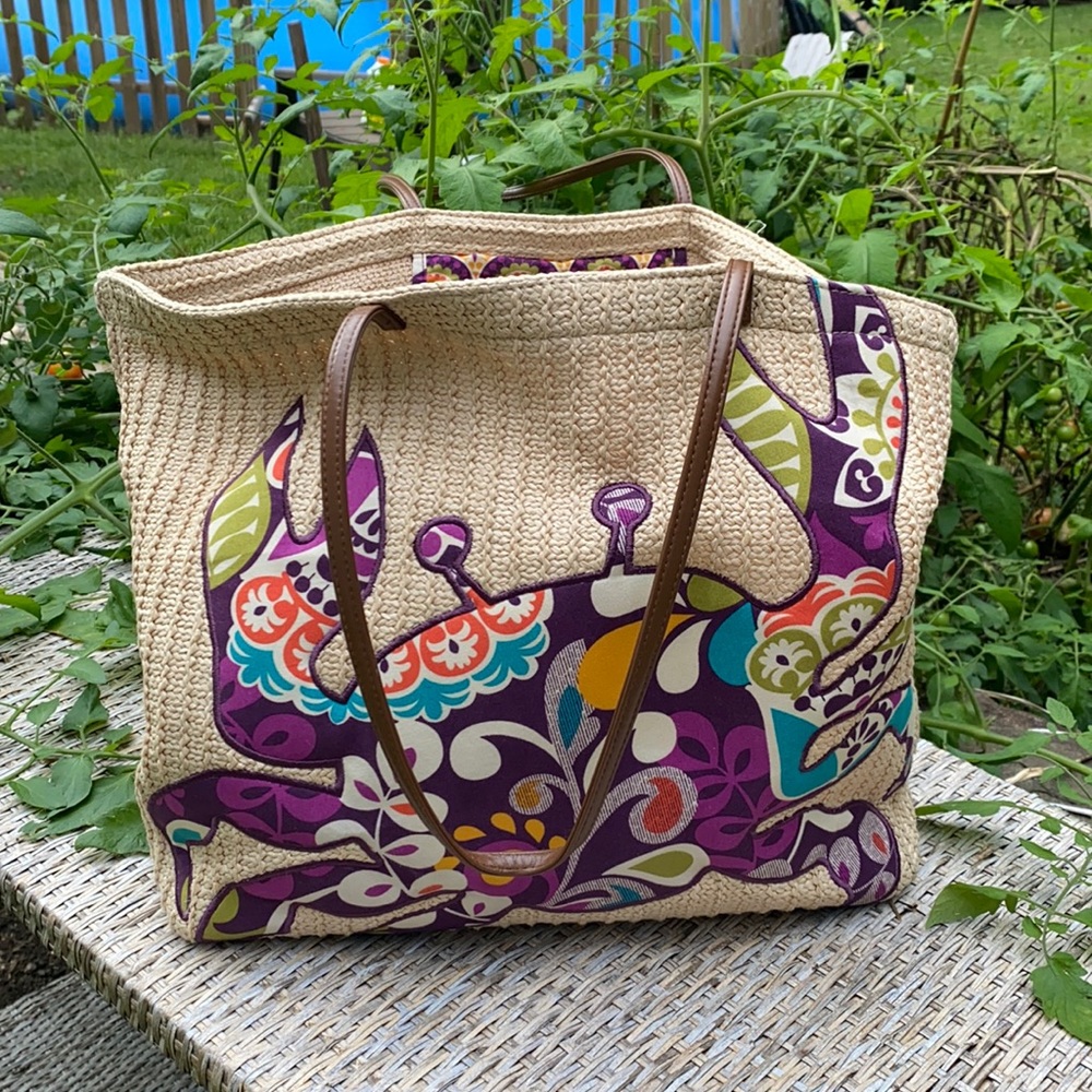 Vera Bradley Plum crazy crab beach tote bag